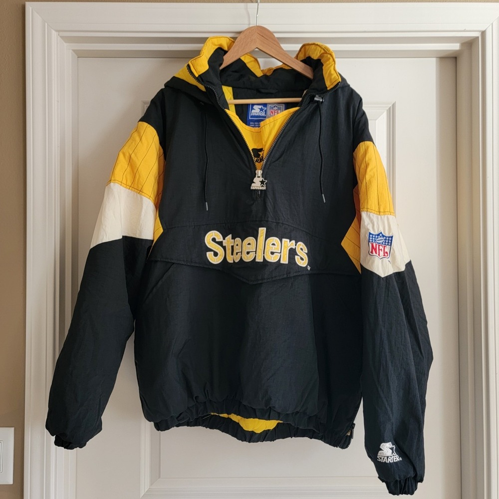 VINTAGE STARTER PRO LINE AUTHENTIC PITTSBURGH STEELERS PULLOVER JACKET‎ SIZE XL